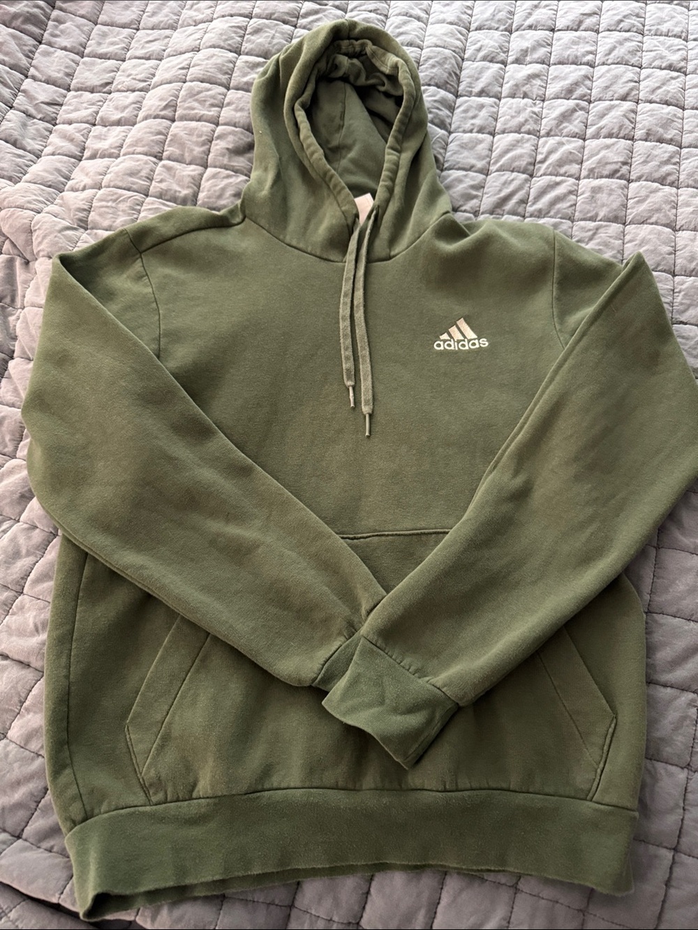 adidas Olive Green Hooded Sweatshirt with White Logo